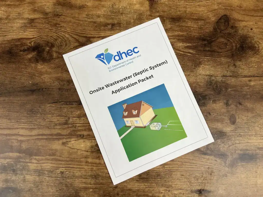 DHEC Onsite Wastewater Septic System Application Packet on wood